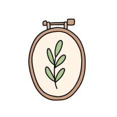 cute vintage embroidered green leafy plant sticker