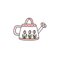 cute tulip gardening watering can sticker