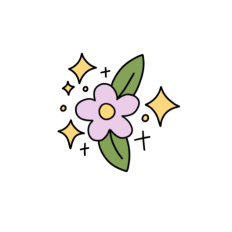 cute whimsical sparkle light purple flower sticker