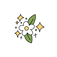 cute whimsical sparkle white flower sticker