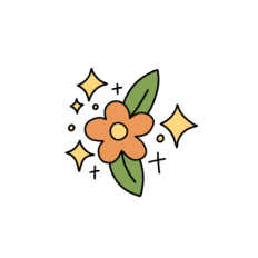 cute whimsical sparkle orange flower sticker