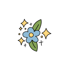 cute whimsical sparkle blue flower sticker