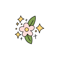 cute whimsical sparkle light pink flower sticker