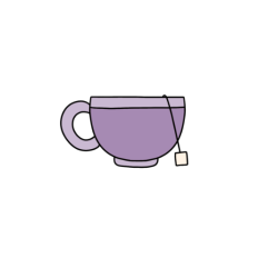 cute whimsical purple tea cup sticker