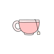 cute whimsical pink tea cup sticker