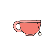 cute whimsical red tea cup sticker
