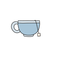 cute whimsical blue tea cup sticker