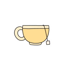 cute whimsical yellow tea cup sticker