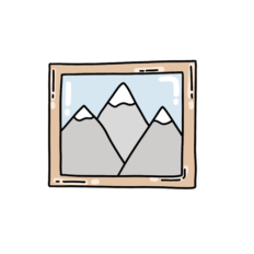 cute whimsical cottage mountain window sticker
