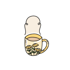 cute whimsical yellow cottage flower mug sticker