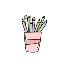 cute whimsical pink pen holder sticker