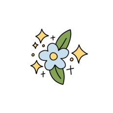cute whimsical sparkle light blue flower sticker