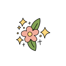 cute whimsical sparkle light peach flower sticker