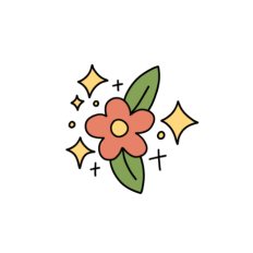 cute whimsical sparkle peach flower sticker