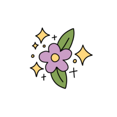 cute whimsical sparkle purple flower sticker