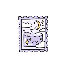 cute magical celestial purple stamp sticker