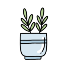 cute whimsical blue potted plant sticker