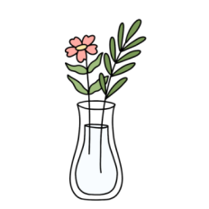 cute whimsical pink flower in clear vase sticker