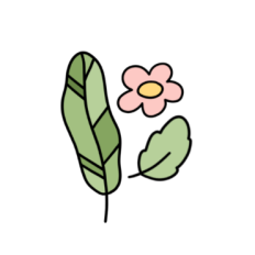 cute fun pink flower with green leaves sticker