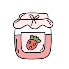 cute whimsical strawberry jam jar sticker