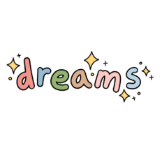 cute whimsical dreams text sticker
