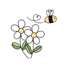 cute white flowers bumblebee journal sticker