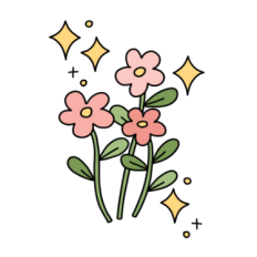 cute whimsical pink sparkle flowers sticker