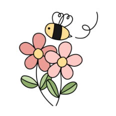 cute pink flowers bumblebee journal sticker