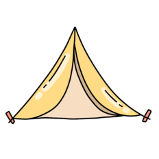 cute retro yellow camping tent journal sticker