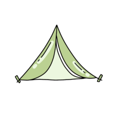 cute retro green camping tent journal sticker