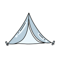 cute retro blue camping tent journal sticker