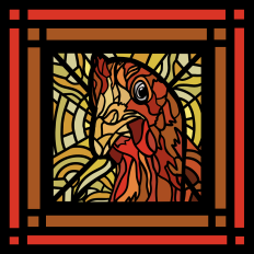 Stained Glass Style Chicken Art