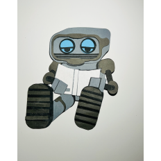 Cute Layered Paper Cut Reading Robot Embellishment, SVG, die cut, Card decoration, Science Fiction for Kids.