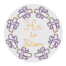 Easter Cross Sketch Wreath He Is Risen