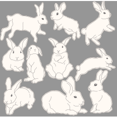 Bunny Hop Sketch Print and Cut Stickers