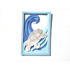 Layered Sea Turtle on dimentional wave frame
