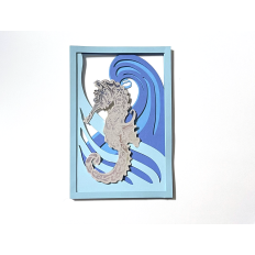 Layered Seahorse on waves SVG cut file