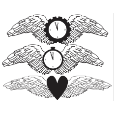 Steampunk Winged Clock Graphic, cut file
