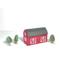 3d Barn and Trees SVG cut file