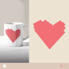 Pixel Heart Silhouette Cut File