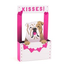 Valentine's Day 3D Card - English Bulldog Kissing Booth