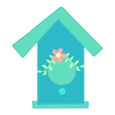 Aqua Spring Bird House Print and Cut SVG
