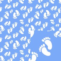 White Footprints on Blue Pattern