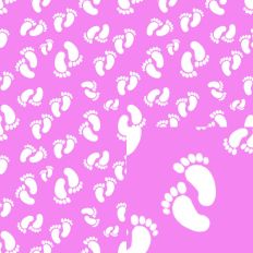 Pink background with white footprints pattern