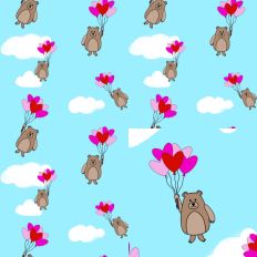 Bear Heart Balloons Clouds Seamless Pattern SVG