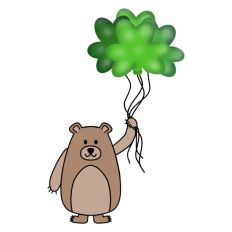 Bear with Shamrock Balloons Print and Cut SVG