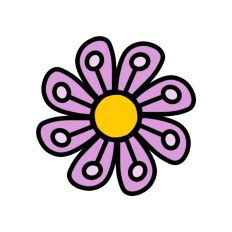 Black and Pink Outlined SVG Flower Print and Cut