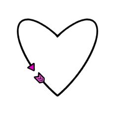 Hand Drawn Black and Hot Pink Arrow Heart Print and Cut SVG