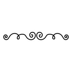 Hand Drawn Frilly Flourish Black Line Print and Cut