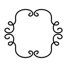 Black Frilly Flourish Invitation Frame Print and Cut